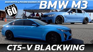 2023 Cadillac CT5 V Blackwing vs BMW M3 60mph Roll Start [upl. by Eiramasil]