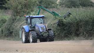 New Holland Tractor Hedge cutting with Spearhead Trimmer [upl. by Ecniuq]