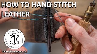 How to Hand Stitch Leather  Saddle Stitch Tutorial Beginner Leatherwork [upl. by Retsev360]