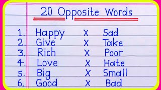 20 Opposite Words  Opposite Words  Antonyms words  Opposite word  Opposite Words in English [upl. by Aidaas]