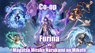 Random coop Furina Venti Amber amp Freminet vs Magatsu Mitake Narukami no Mikoto [upl. by Pump99]