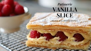 Learn To Make A Top Pastry Chef Vanilla Slice with raspberries At Home [upl. by Wiggins188]