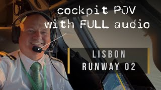 POV Cockpit Landing Boeing 737 in Gusty Winds at Lisbons Runway 02 with audio [upl. by Sadoc]