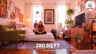 Small Cool Winner KCs 280 Square Foot Apartment in NYC  House Tours [upl. by Haley129]