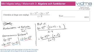 Mot högsta betyg i Matematik 3 ALGEBRA OCH FUNKTIONER upg 1 [upl. by Yralam393]