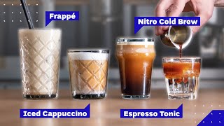 All Iced Coffee Drinks Explained Cold Brew vs Iced Latte vs Frappe and more [upl. by Ahsetel380]