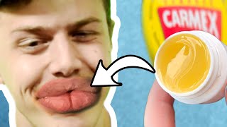 My lips burn  Carmex Lip Balm Review  Valentines Day Special  Blind Taste Test [upl. by Ahsinod528]