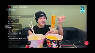 Bang Chan from Stray kids eating super spicy noodles on Chan’s room 🐺 Ep168 [upl. by Lisetta188]