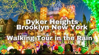 Rain Walking Tour of Dyker Heights Christmas Lights NYC Christmas Walk 2023 [upl. by Clapper901]