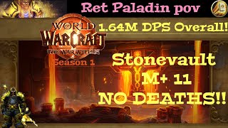 TWW S1  Stonevault M11  164M DPS Overall  Ret Paladin pov  0 Deaths [upl. by Barnie]