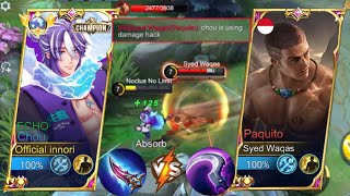 TOP GLOBAL CHOU VS TOP GLOBAL PAQUITO WHO WILL WIN🔥  Chou Vs Paquito Intense Match😱 [upl. by Drofdeb]