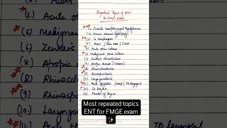 ENT most repeated topics FMGE exam fmge fmge2024 neetpg [upl. by Ruffi204]