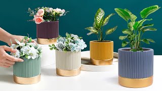 Easy cement pottery making  Cement flower vase  Cement planter Making [upl. by Nosimaj]