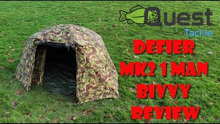 QUEST TACKLE DEFIER Mk2 1 MAN BIVVY in DPM REVIEW [upl. by Lerat663]