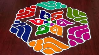 Latest Easy 13x7 dots Shankh Rangoli Kolam  Dhanurmasam Muggulu  Rangoli World [upl. by Silvestro]