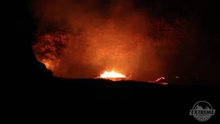 Halemaumau Lava Lake Crater at night [upl. by Yerxa]