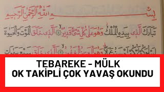 TEBÂREKE SURESİ  HER GÜN İKİ SAYFA  TAKİPLİ  YAVAŞ OKUNAN MÜLK SURESİ Sayfa 561 [upl. by Arikaahs]