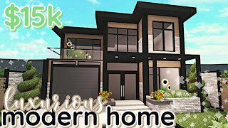 Luxurious 15k Bloxburg Modern House Build 2 Story WITH VOICE [upl. by Assillam]