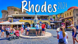 Rhodes Greece walking tour in 4k Rodos Greece 2024 [upl. by Carrnan]