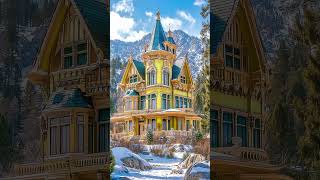 Magical Snowy Victorian Mansion with Breathtaking Mountain Views ❄️🏔️ architecture [upl. by Conroy]