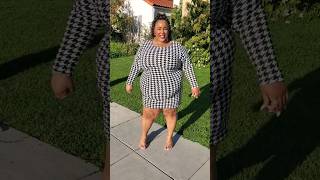 HOUNDSTOOTH DRESS ON A PLUS SIZE BODYFASHIONABLE plussizefashion houndstooth fashion plussize [upl. by Arednaxela]