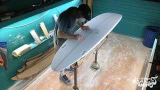 Raglan Longboards  Complete Surfboard Build Hand Shape Resin Tint Gloss amp Polish [upl. by Ellered]