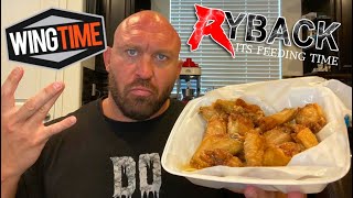 Wing Stop Garlic Parmesan Chicken Wing Food Review With Ryback Neanderthal Eating [upl. by Nirhtak]