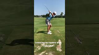 Learning to fix an open club face Stop slicing ball golf golfswing golflesson [upl. by Auqinu711]