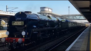 35028 Clan Line passes Ashford International with the Belmond British Pullman 24th October 2024 [upl. by Anirod]