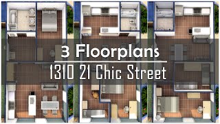 1310 21 Chic Street  3 Floorplans  The Sims 4  ts4 [upl. by Fey]