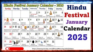 Hindu Festivals January Calendar 2025 2025Januarycalendar  calendar2025 [upl. by Yelnoc666]