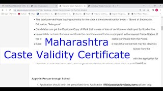 Maharashtra  Obtain Caste Validity Certificate Online Online [upl. by Rehtae]