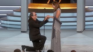 Glenn Weiss Proposes To His Girlfriend After Winning The Emmy For Directing The Oscars [upl. by Purington138]