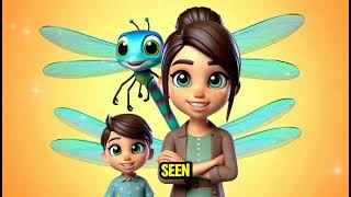 quotFly Dragonfly  Fun Cartoon Nursery Kids Music Songquot with lyrics [upl. by Auqinahc]