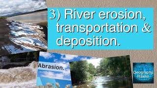 3 River erosion transportation amp deposition Powered by GeographyHawks [upl. by Zailer]