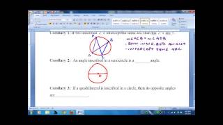 HGEO 9 5 Inscribed Angles Circles [upl. by Egdamlat]