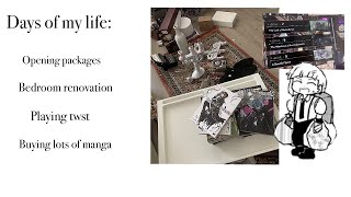 🪷 🛠️ Vlog opening packages bedroom renovation playing twst buying lots of manga [upl. by Yrehc]