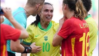 Marta Red Card ♦️😢 Brazil vs Spain Womens 02 Goals Highlights [upl. by Aggi]