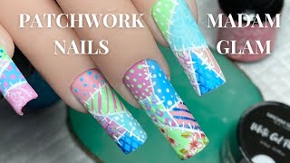 Madam Glam Swatches And Patchwork Nails  How To Beginners Nails [upl. by Udall]