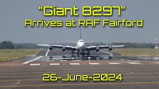 Giant 8297 Boeing 747 arrives at RAF Fairford on a post deployment collection of personnel 260624 [upl. by Adlen234]