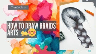 How To Draw Braids Arts ✍️😊 Easy Twisty Braids Hair Styling Arts  Easy 2 Minute Hairstyles Arts [upl. by Frissell]