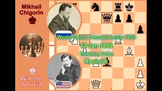 Steinitz beats Chigorin  1892 World Chess Championship [upl. by Zosema785]