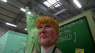 German Carnival floats featuring Angela Merkel and Trump [upl. by Joann]