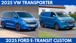 New 2025 Volkswagen Transporter Vs 2025 Ford ETransit Custom popular commercial vans Comparison [upl. by Ener]