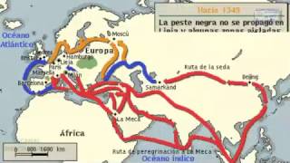 LA PROPAGACION DE LA PESTE NEGRA HISTORIA REPRESENTACION ANIMADA EN UN MAPA [upl. by Inaffets]