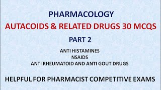 PHARMACY PHARMACOLOGY AUTACOIDS amp RELATED DRUGS NSAID [upl. by Gatias]