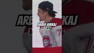 Arber Xhekaj with ABSOLUTE BOMB💣 shorts reels nhl slapshot gohabsgo montrealcanadiens skills [upl. by Ashman978]