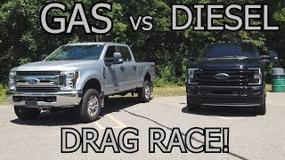 67 POWERSTROKE VS FORD 62 GAS with 430 gears DRAG RACE [upl. by Gaudet]