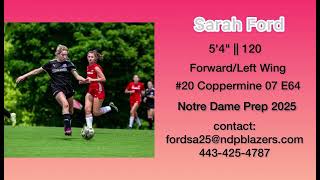 Sarah Ford Class of 2025Coppermine 07 E64Soccer Highlights 2023 [upl. by Ennylhsa]