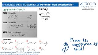 Mot högsta betyg i Matematik 2 POTENSER OCH POTENSREGLER upg 13 [upl. by Anailuy]